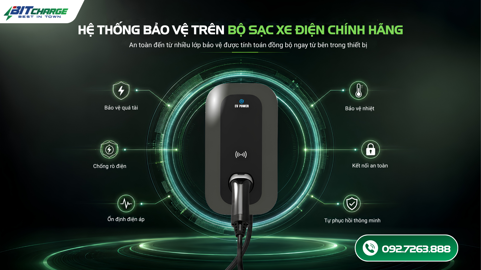 hệ thống bảo vệ trên bộ sạc chính hãng