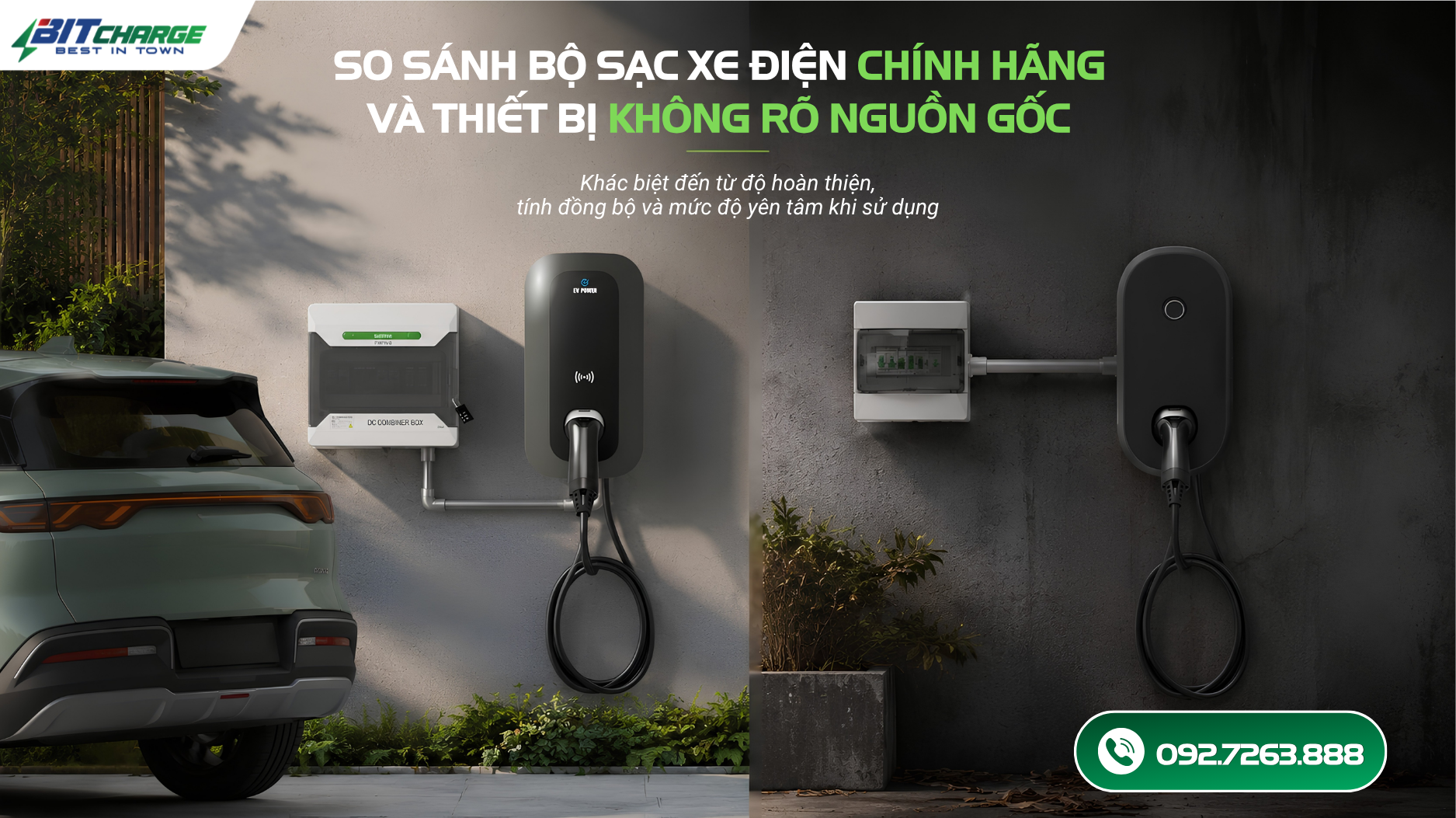 so sánh bộ sạc xe điện chính hãng và thiết bị không rõ nguồn gốc